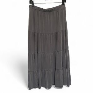 Green Envelope Gray Tiered Boho Maxi Skirt